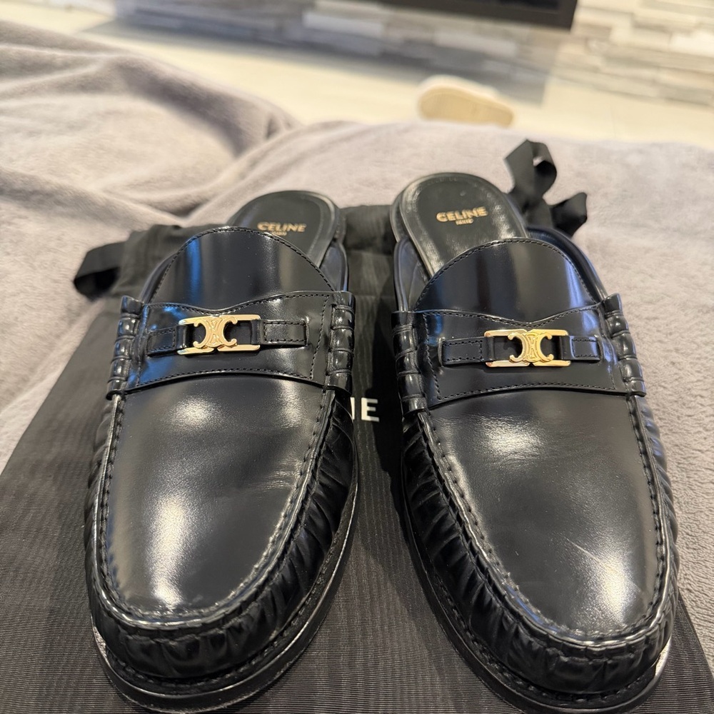 CELINE LUCO MULE LOAFER IN POLISHED BULL